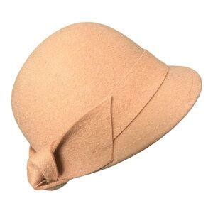 Women Camel Color Wool Felt Hat Women Cloche Bucket Bowler Hats
With Bowknot